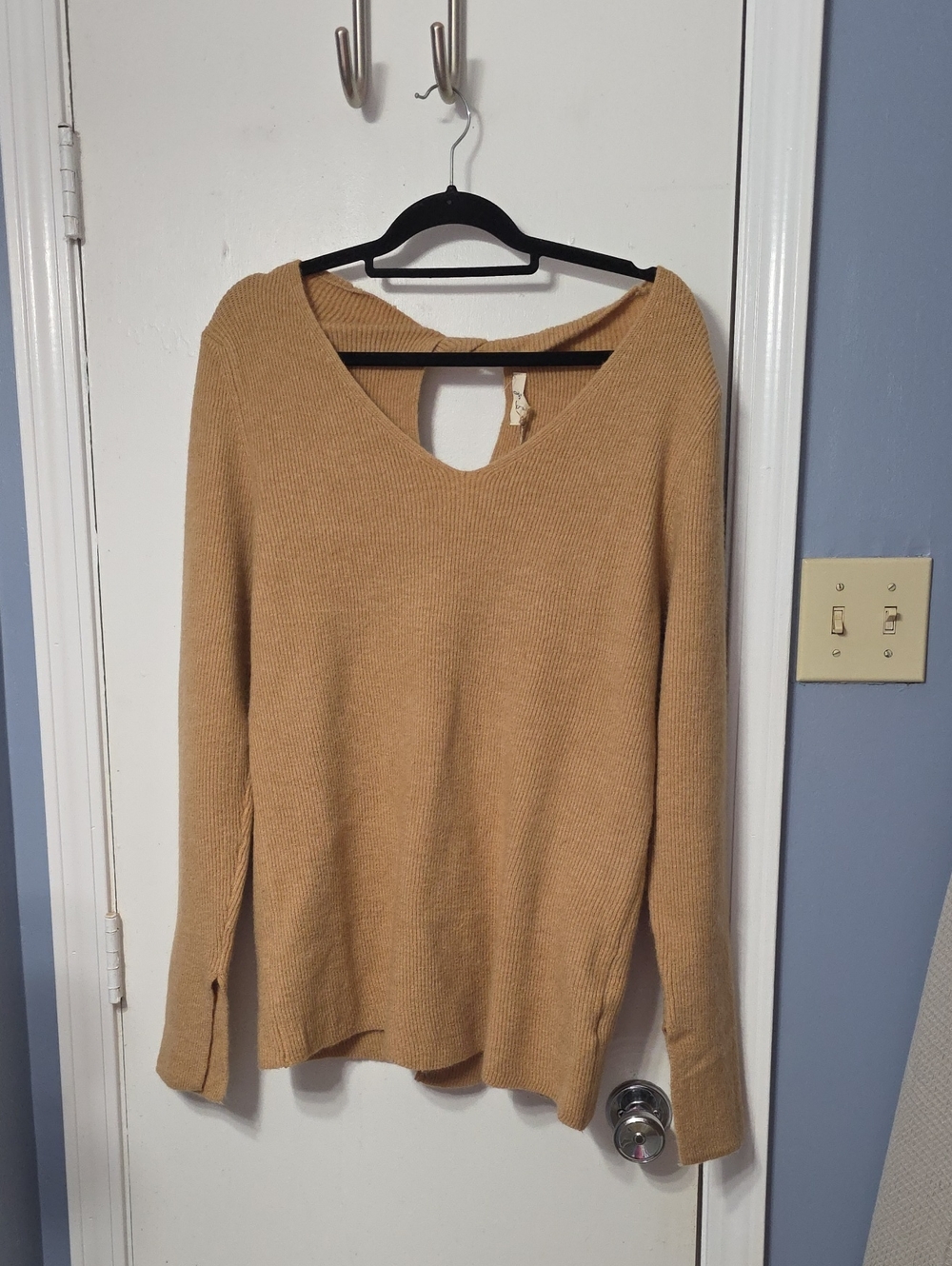 Classic V-Neck Women's Sweater in Camel